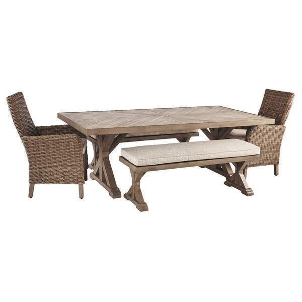 Beachcroft Signature Design By Ashley 5-Piece Outdoor Dining Set w/ Bench