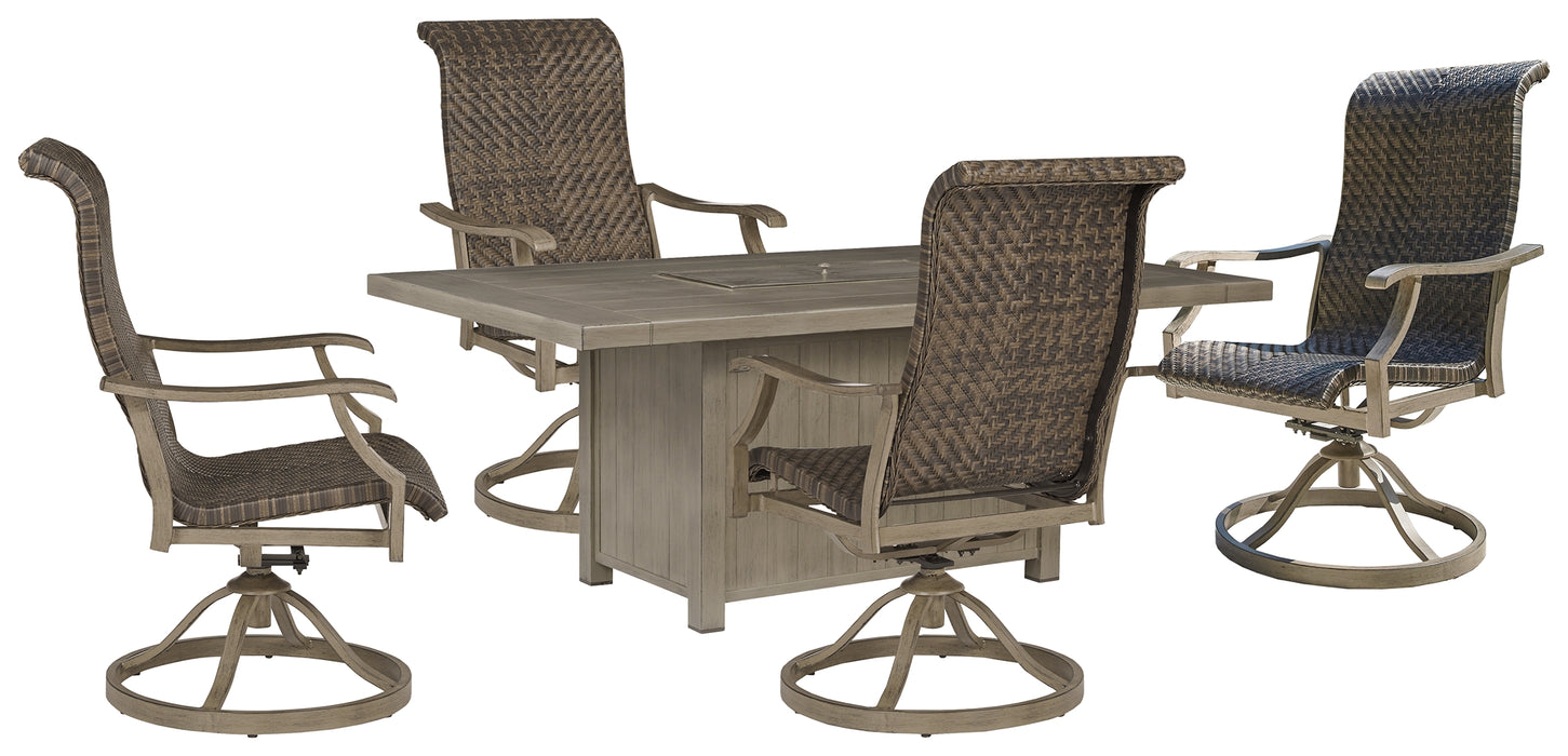 Windon Barn Signature Design By Ashley 5-Piece Outdoor Fire Pit Table and Chair Set