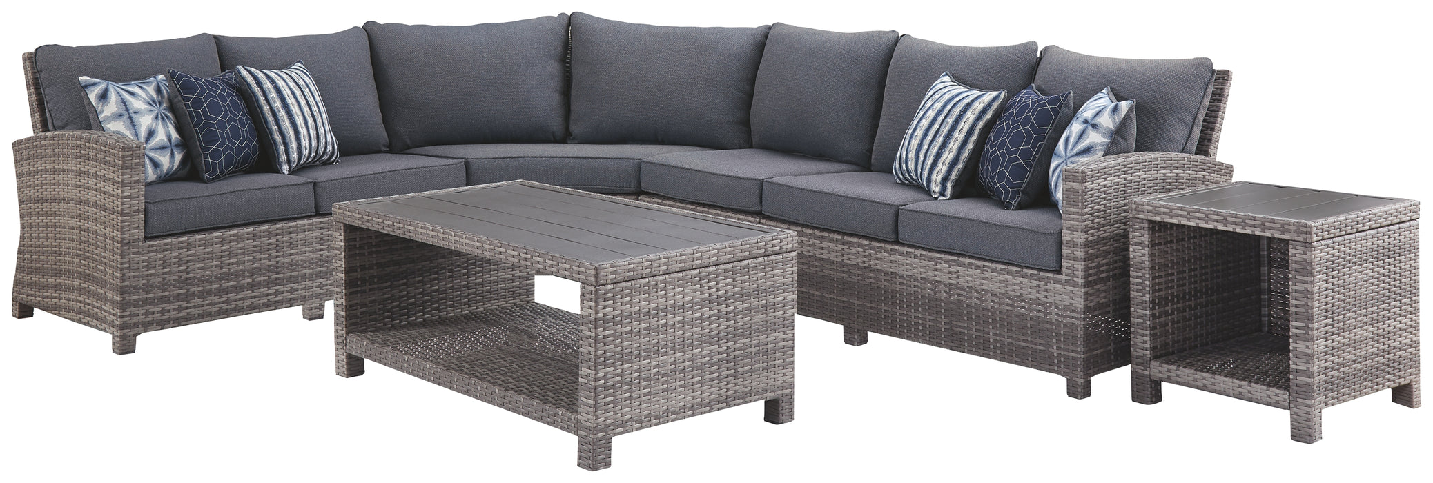 Salem Beach Signature Design By Ashley 6-Piece Outdoor Sectional with Occasional Tables Set