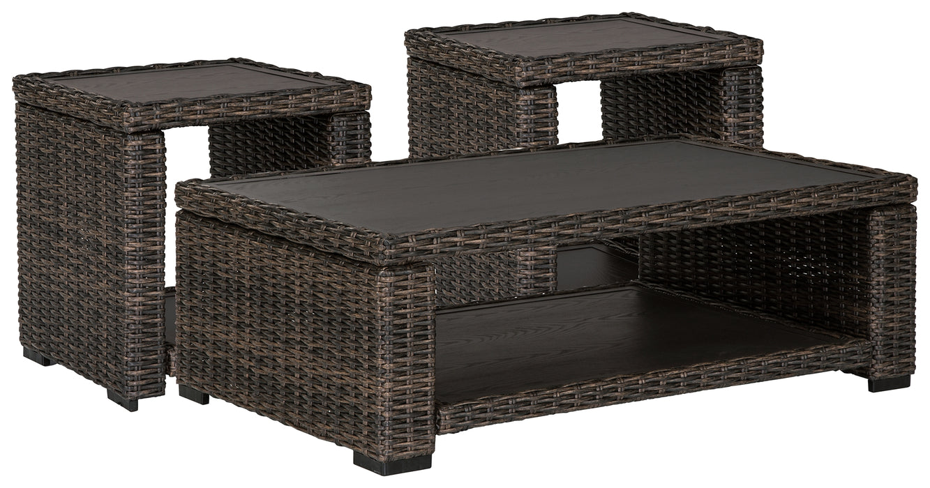 Grasson Lane Signature Design By Ashley 3-Piece Outdoor Occasional Table Set